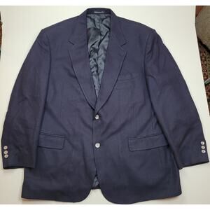 EVAN PICONE 100% Silk Navy Sport Coat Suit Blazer 2 Button Single Vent Macys 46